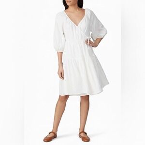 Love, Whit by Whitney Port | White Puff Sleeve Wrap‎ Dress S Cottagecore Bridal
